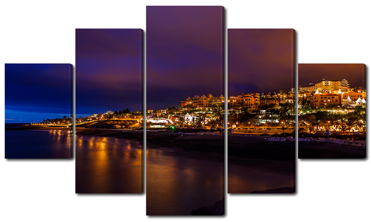 

Модульная картина Interno Эко кожа Ночной прибрежный город 108х60см