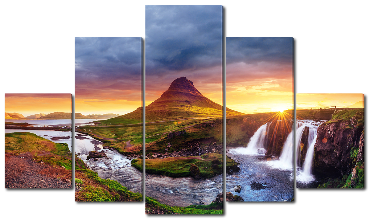 

Модульная картина Interno Холст Река закат холмы 158х90см