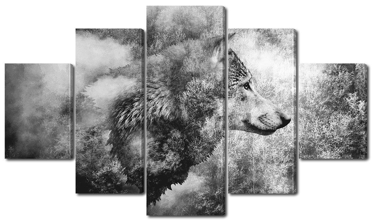 

Модульная картина Interno Эко кожа Черно-белый портрет волка 108х60см