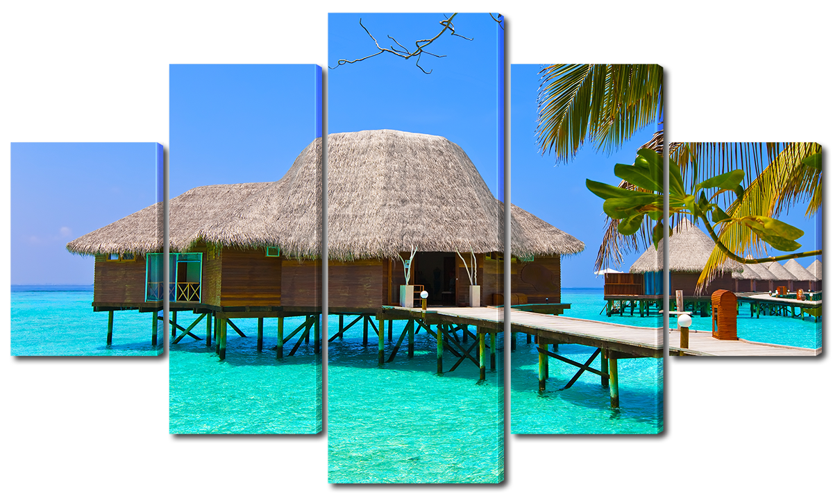 

Модульная картина Interno Эко кожа Дом на воде 158х90см