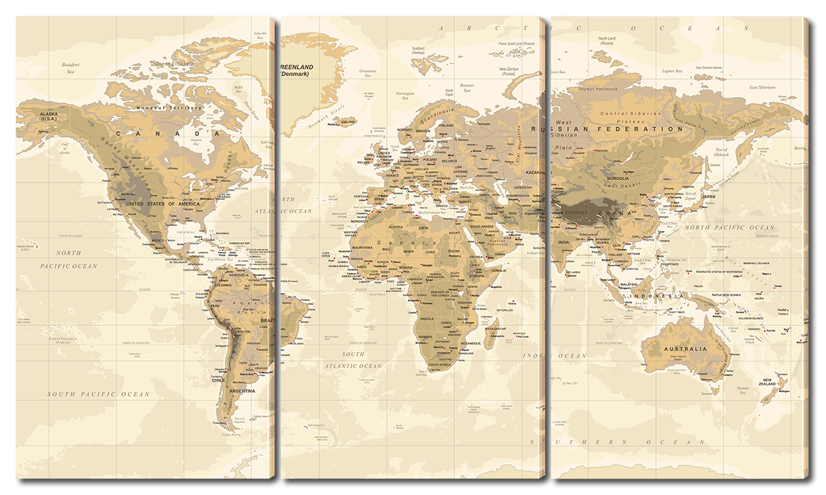 

Модульная картина Interno Холст Карта мира 124х70см