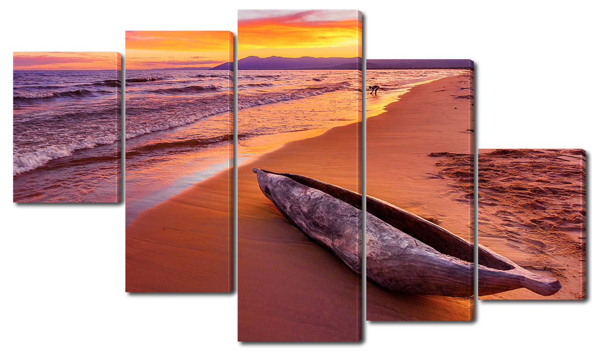 

Модульная картина Interno Эко кожа Лодка на пляже 123х69см