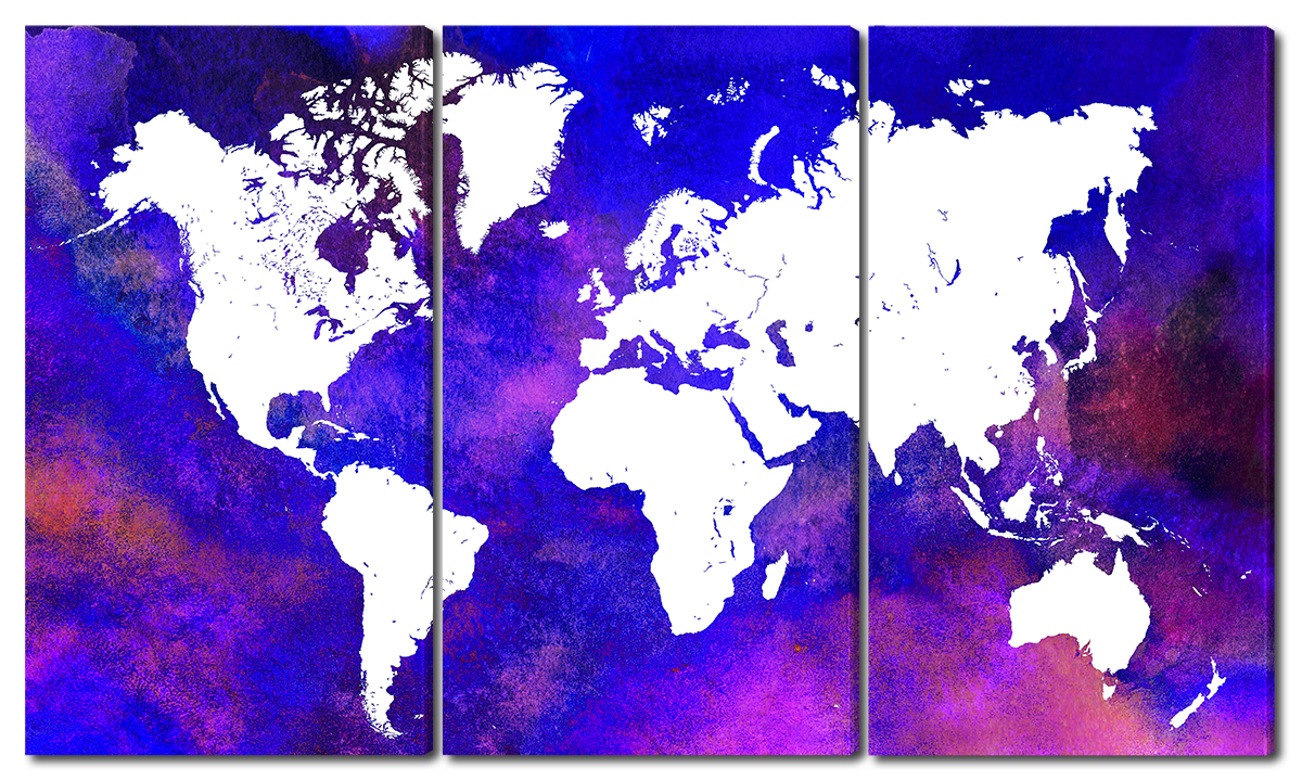 

Модульная картина Interno Холст Плоская карта мира 124х70см