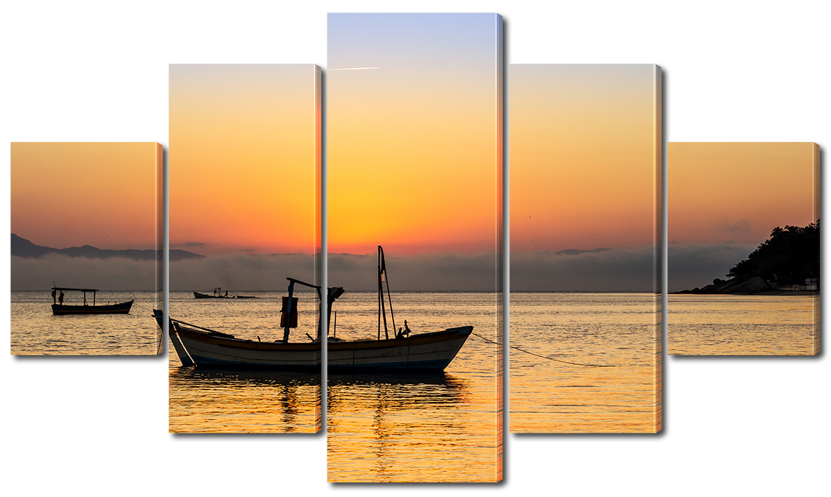

Модульная картина Interno Эко кожа Рыболовные лодки на закате 123х69см