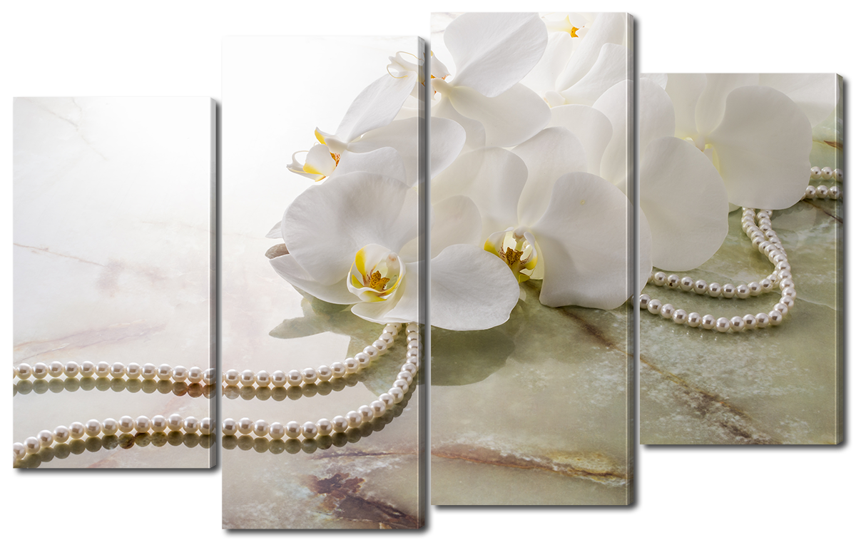 

Модульная картина Interno Эко кожа Орхидея и бусы 146x89см