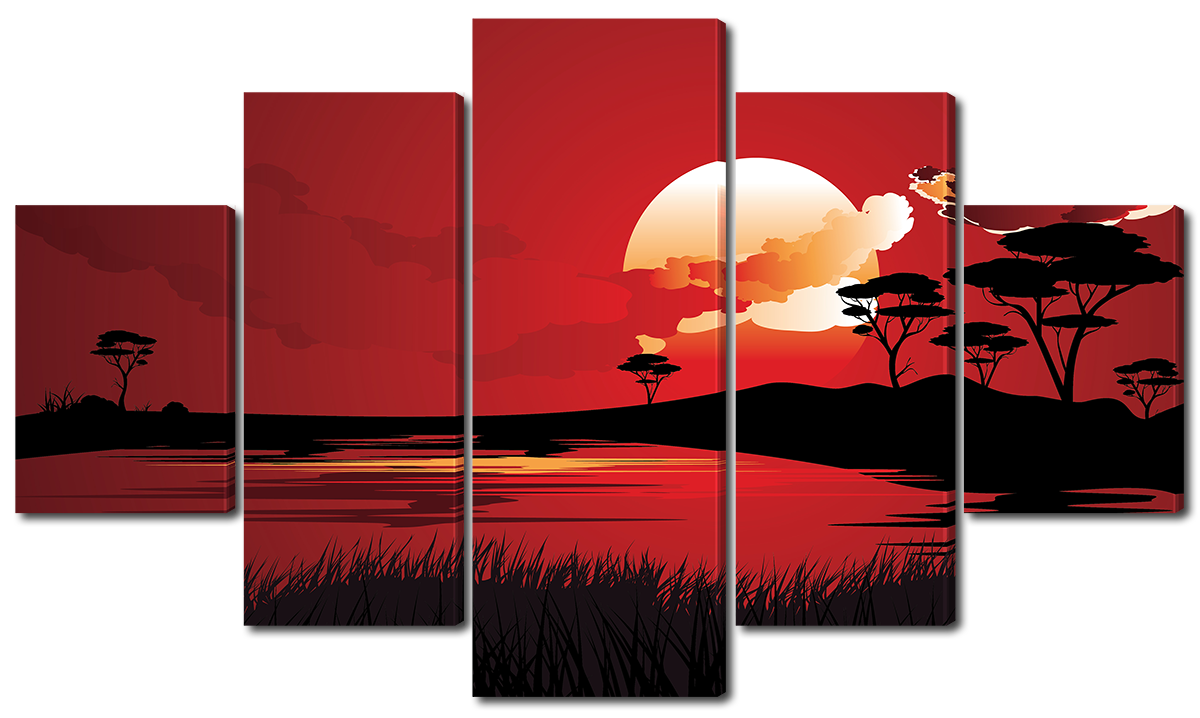 

Модульная картина Interno Холст Багровый закат в Саванне 108х60см