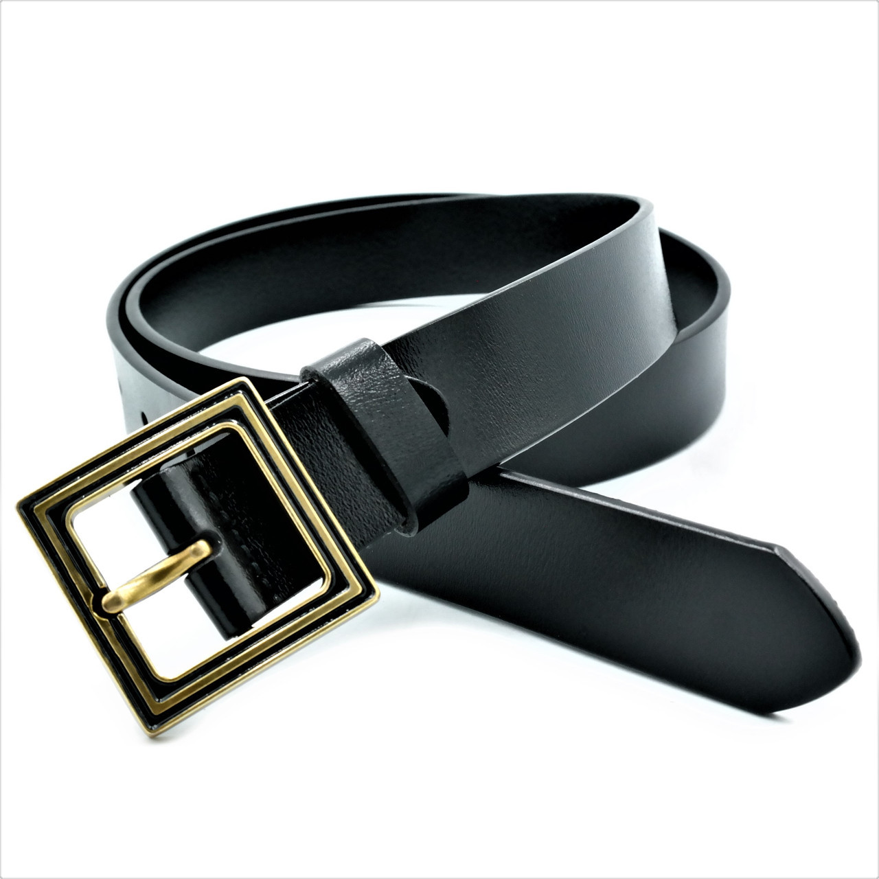 

Кожаный женский ремень чёрный Weatro пояс 110-115 см