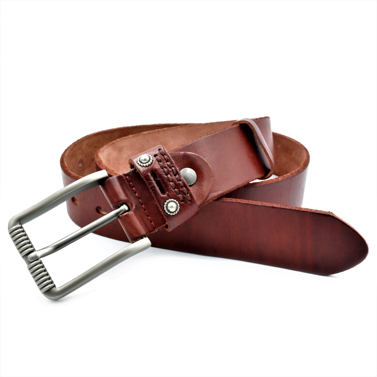 

Мужской кожаный ремень Weatro пояс коричневый Пряжка классическая 110-125 см