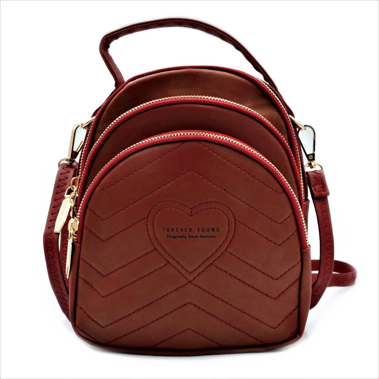 

Женский стильний мини рюкзак Weatro красный 23 х 18 х 10 см