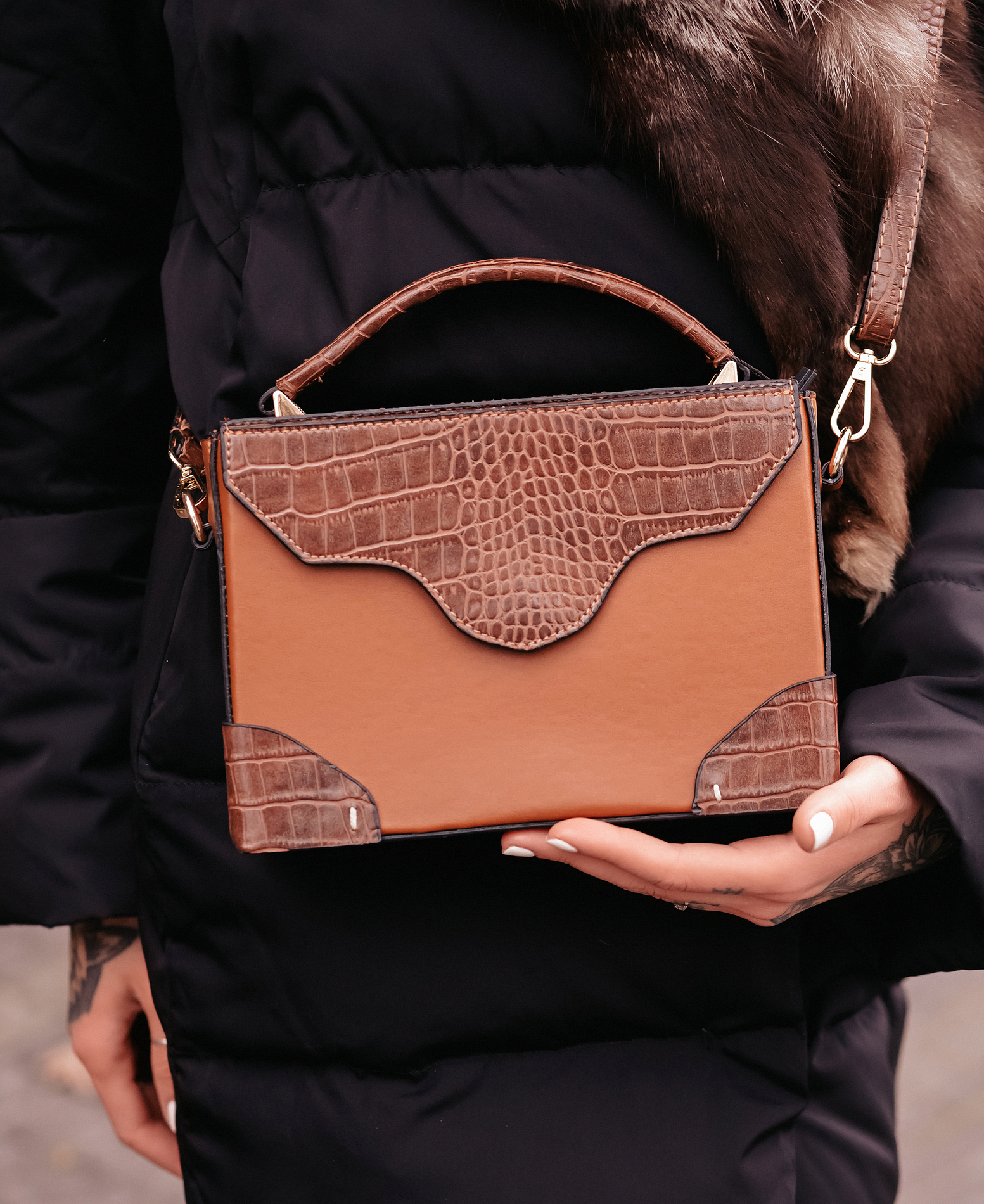 

Женская сумка Rebecca коричнево-рыжая эко кожа - Astory Designer Bags (RebecKram00023-00048)