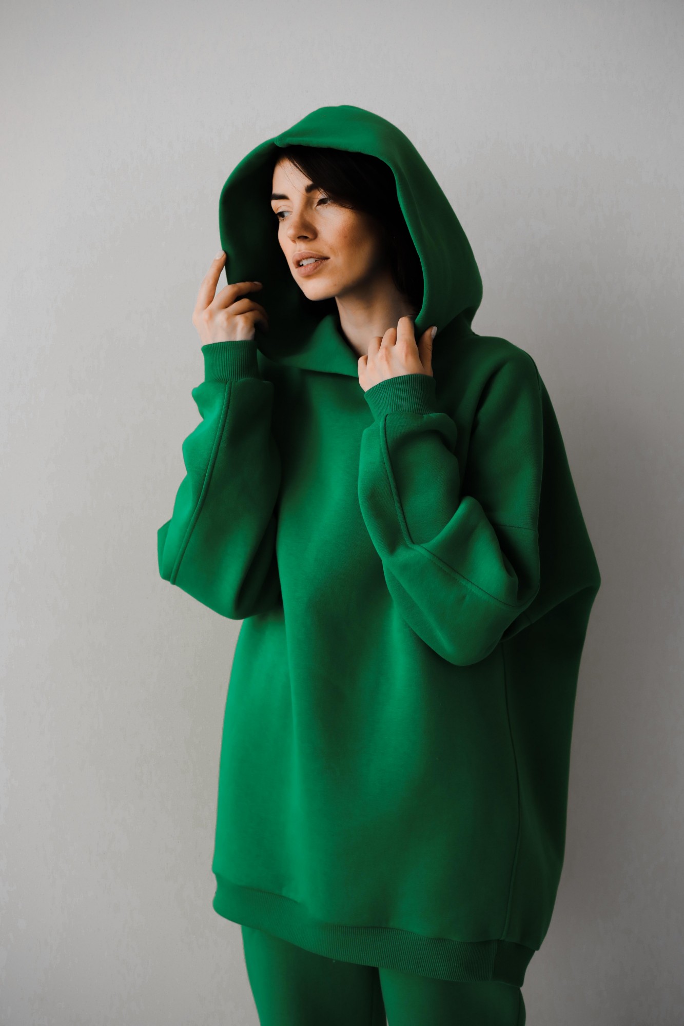 

Худи Stlkatin 000000750 зелёное M/L/XL с начесом базовое
