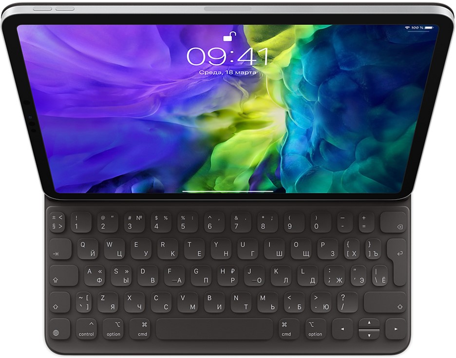 Акція на Обложка-клавиатура Apple Smart Keyboard Folio для Apple iPad Pro 11 2020 Black (MXNK2RS/A) від Rozetka UA