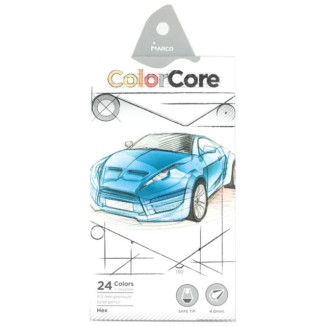 

Набор цветных карандашей Marco "ColorCore" "Машина" 24 шт + 1 графитный шестигранные 3100-24CB