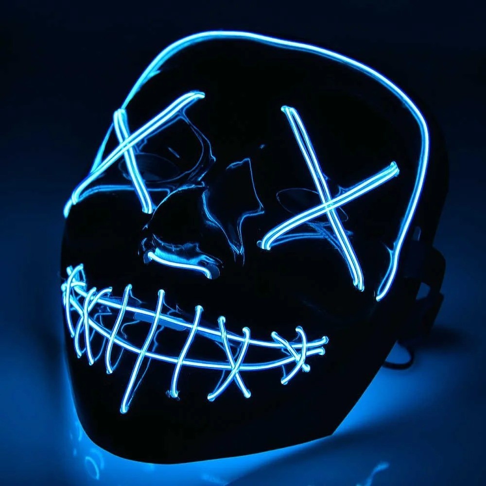

LED маска из судной ночи на хэллоуин для лица , Синяя (1007385-Blue-1)