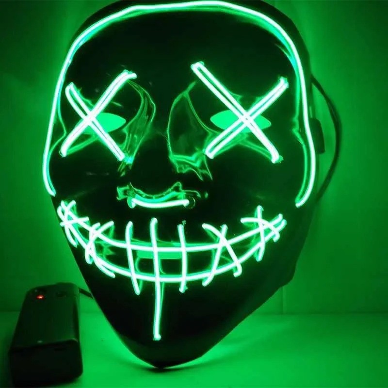 

Страшная LED маска на хэллоуин для лица из судной ночи, Зеленая (1007385-LightGreen-1)