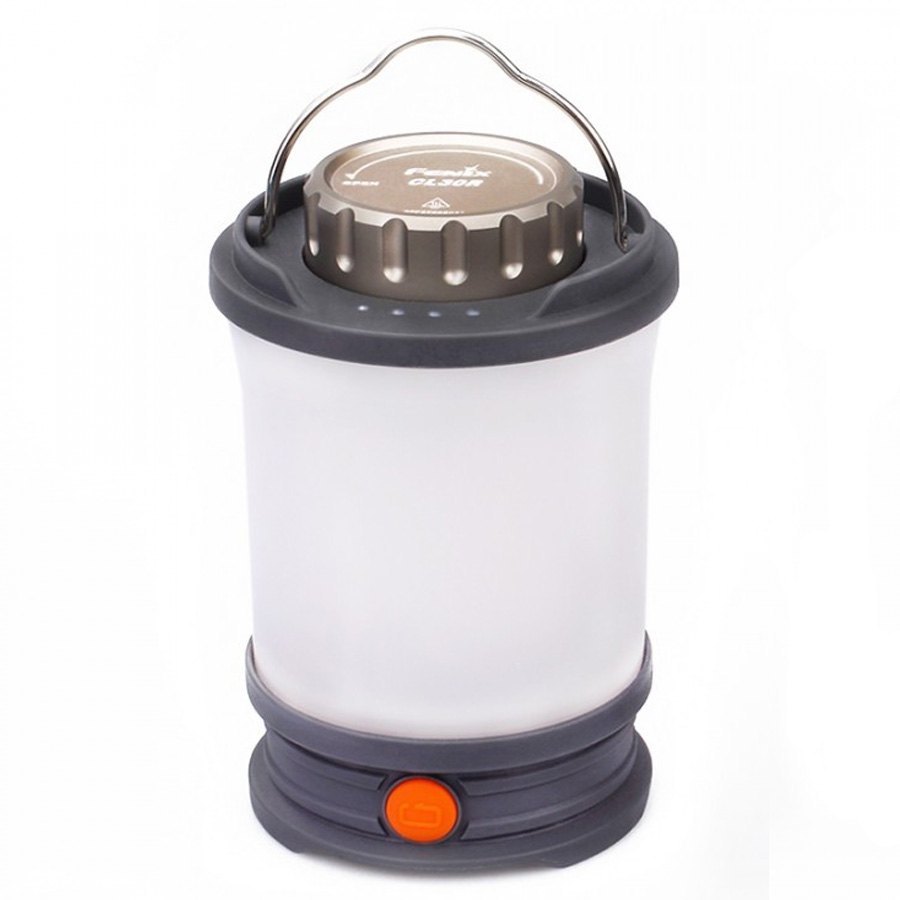 

2 в 1 - Фонарь кемпинговый + Power Bank Fenix CL30R (LED, 650 люмен, 6 режимов, 3x18650, USB), серый, комплект