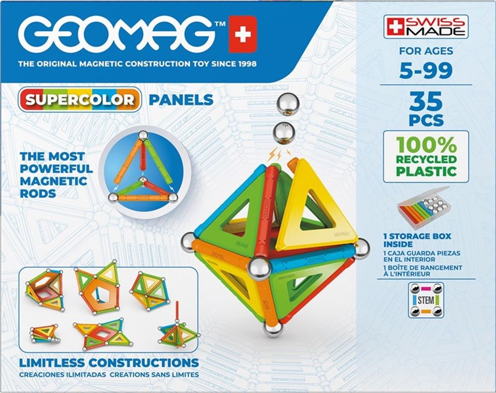 

Магнитный конструктор Geomag Supercolor Panels Recycled 35 элементов (G377)