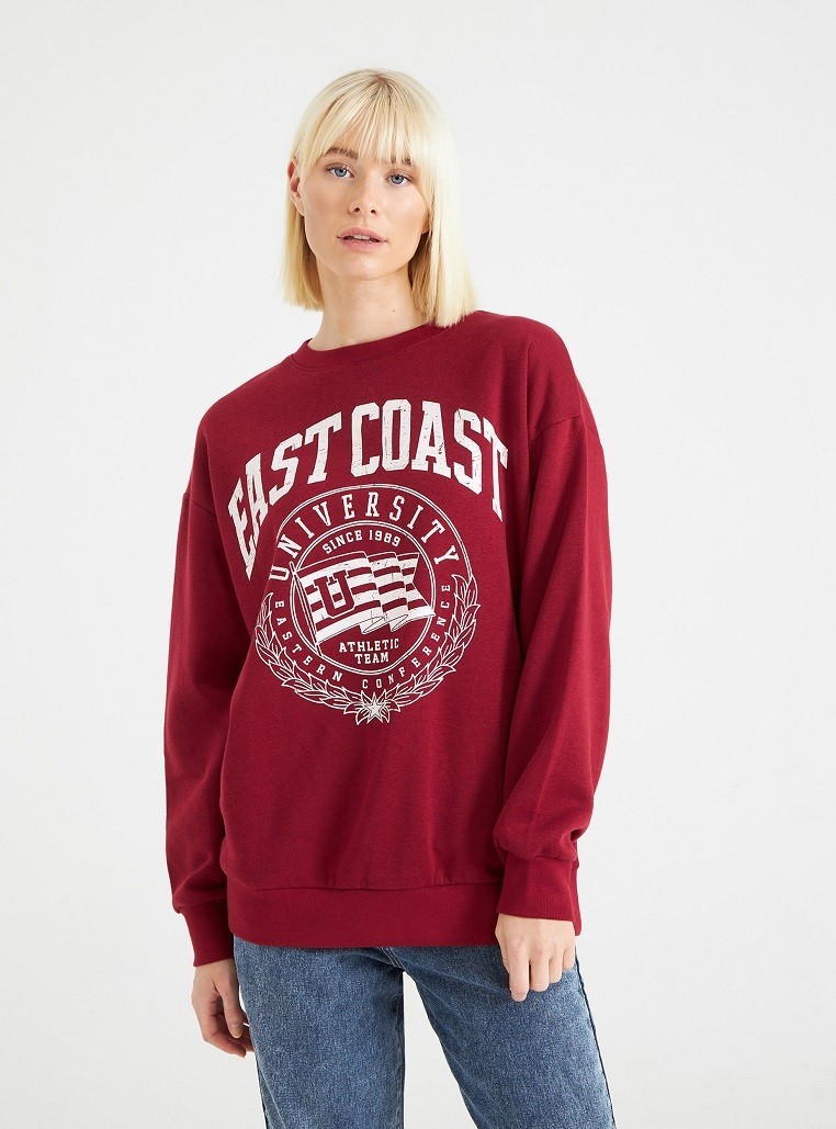 

Женский свитшот Terranova SAB0051119001 S Темно-красный