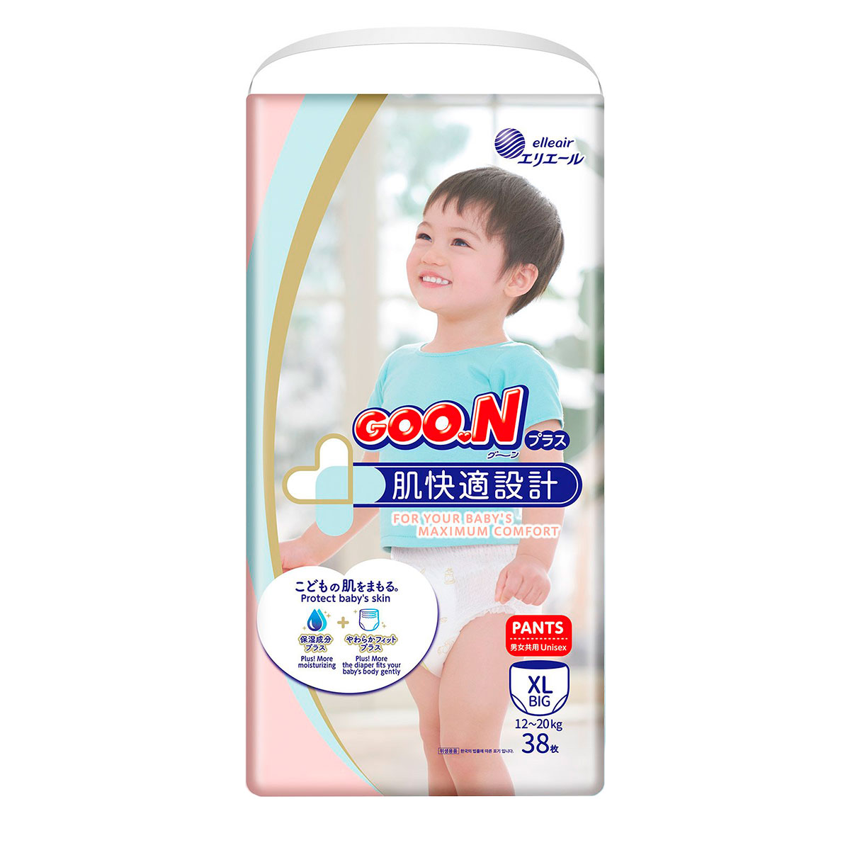 

Трусики-подгузники GOO.N Plus для детей 12-20 кг (размер Big (XL), унисекс, 38 шт)