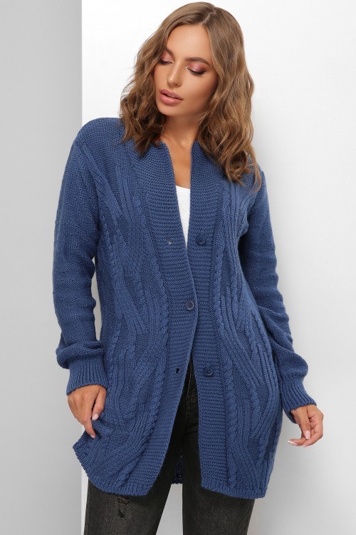 

Женский вязаный кардиган MarSe 131 44-50 Синий
