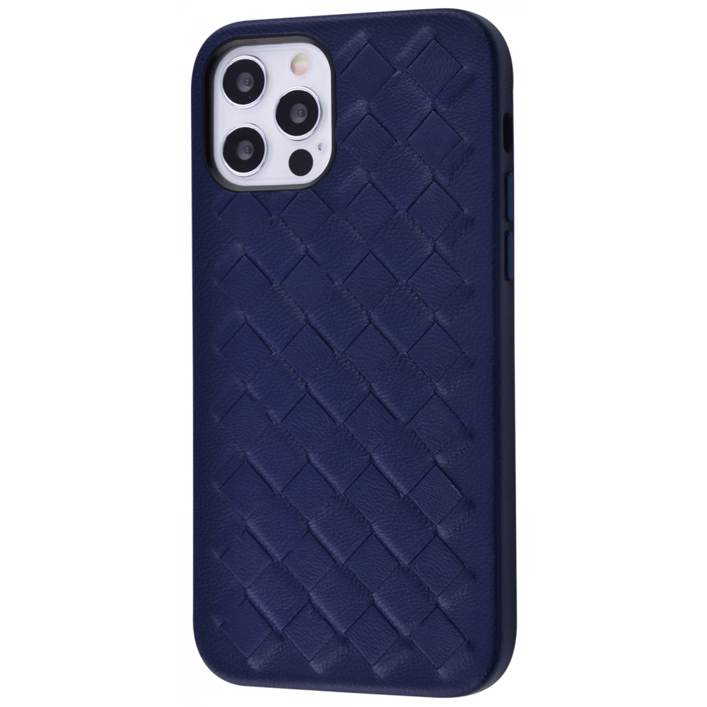 

Чехол-накладка PRC Genuine Leather Case Weaving Series iPhone 12/12 Pro dark blue Синий