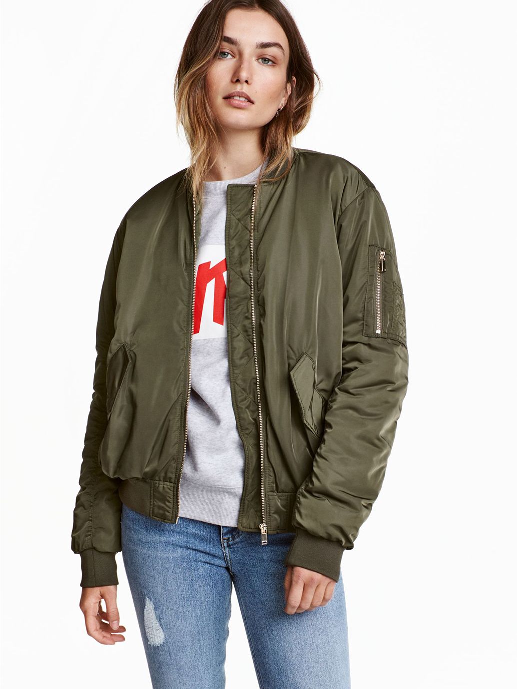 

Бомбер H&M 4279512b31  Хаки, Бомбер H&M 4279512b31 34 Хаки