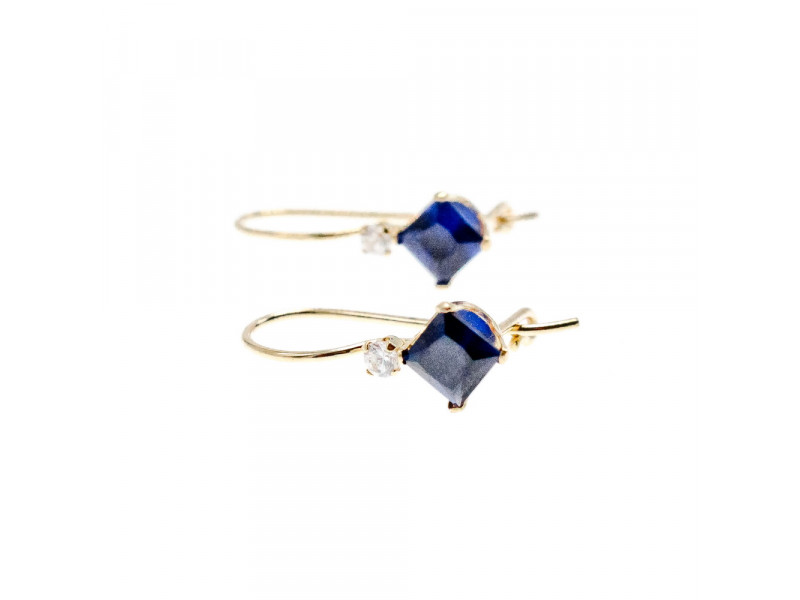 

Золотые серьги с сапфиром и бриллиантом Натуральный Sky Jewelry 003366