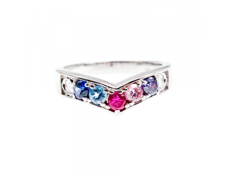 

Серебряное кольцо с разноцветными фианитами Sky Jewelry 003359