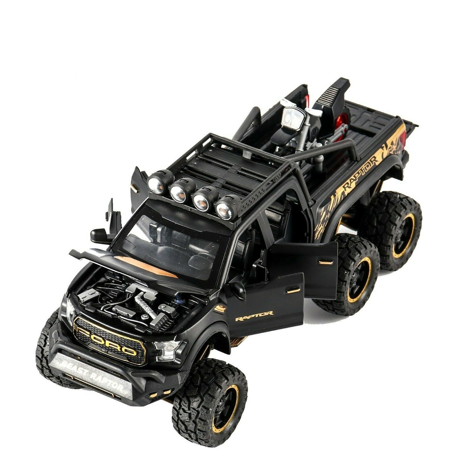

Коллекционная машинка Ford Beast Raptor AutoExpert металлическая модель в масштабе 1:24 черная