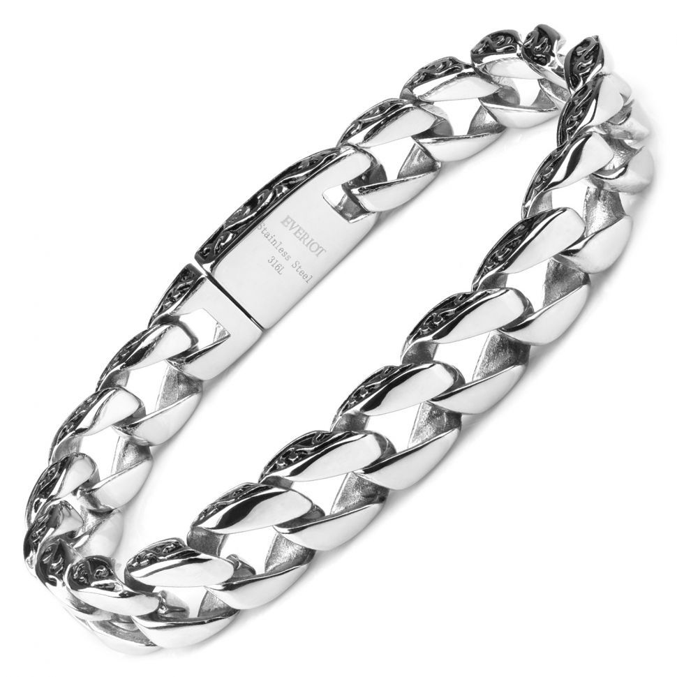 

Мужской браслет-цепь из стали Everiot SB-MJ-3041, панцирное плетение, с орнаментом (Длина 20 см)
