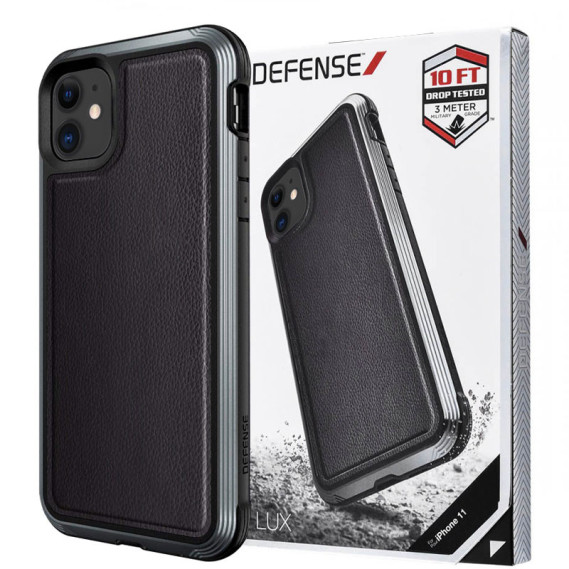 

Противоударный чехол для Apple iPhone 11 (6.1") Defense Lux Series (TPU+Metal+Leather) (Черный)