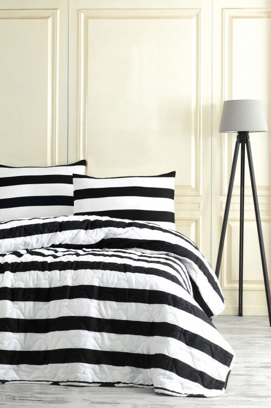 

Покрывало стеганное с наволочками 160*220 Eponj Home B&W Line черно-белое