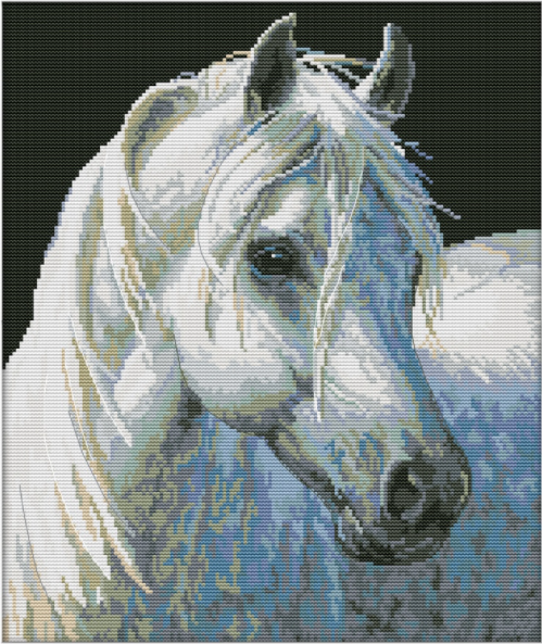 

Набор для вышивания по нанесённой на канву схеме "White horse 4". AIDA 14CT printed 35*41 см