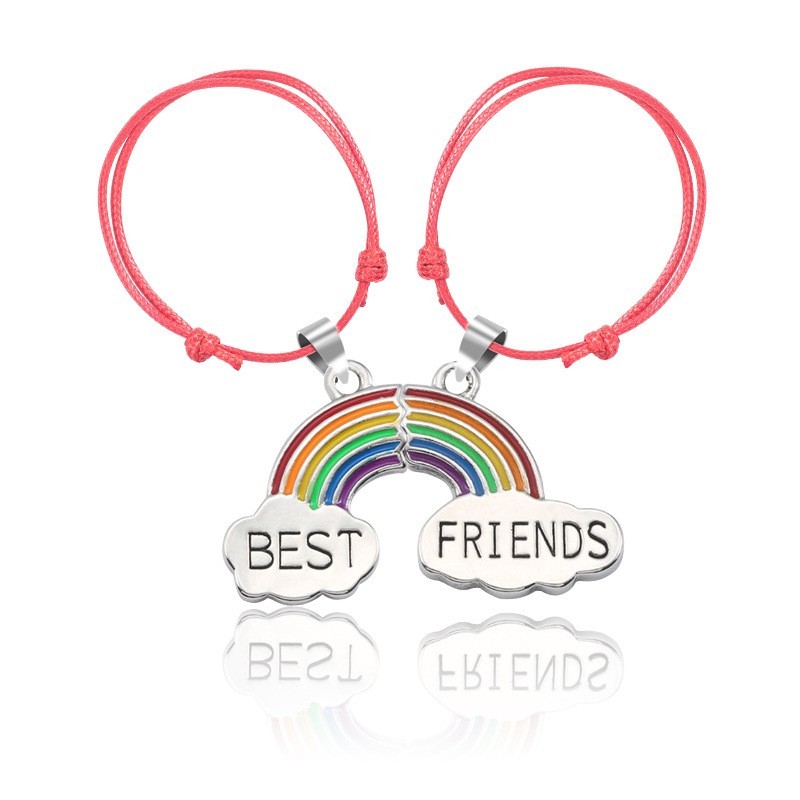 

Парные кулоны для друзей браслет Радуга best friends красный жгут