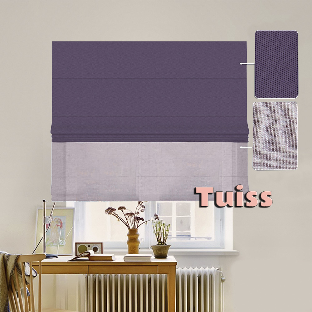 

Двойная римская штора День-Ночь ТВИН Classic InHt Блэкаут Perfect 14 Сиреневый + Тюль Натурель Серый 120х170 см