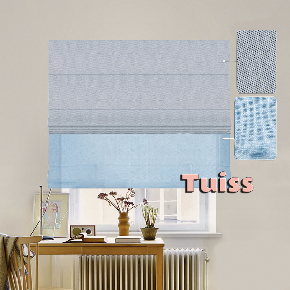 

Двойная римская штора День-Ночь ТВИН Classic InHt Блэкаут Perfect 11 Светло-серый + Тюль Натурель Голубой 190х170 см