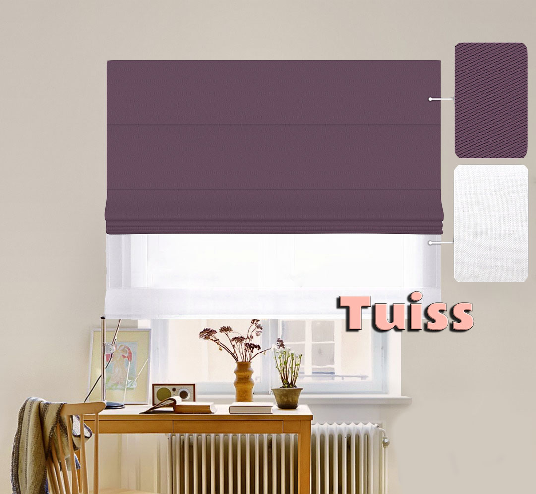 

Двойная римская штора День-Ночь ТВИН Classic InHt Блэкаут Perfect 14 Сиреневый + Тюль Натурель Белоснежный 50х170 см