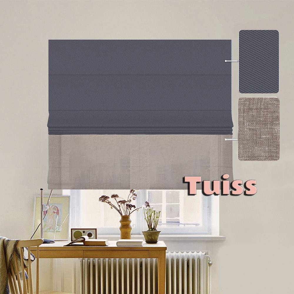 

Двойная римская штора День-Ночь ТВИН Classic InHt Блэкаут Perfect 12488 Графитовый + Тюль Натурель Латте 60х170 см