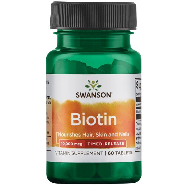 

Биотин - Тайм-релиз, Biotin - Timed-Release, Swanson, 10,000 мкг 60 таблеток