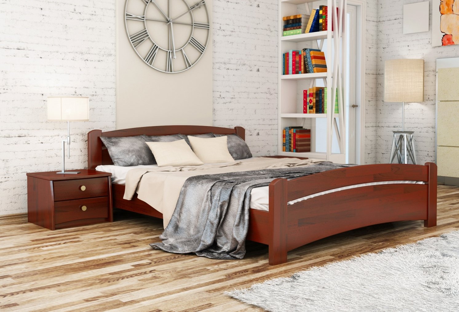 

Деревянная кровать Эстелла Венеция из щита бука 200х120 Красное дерево