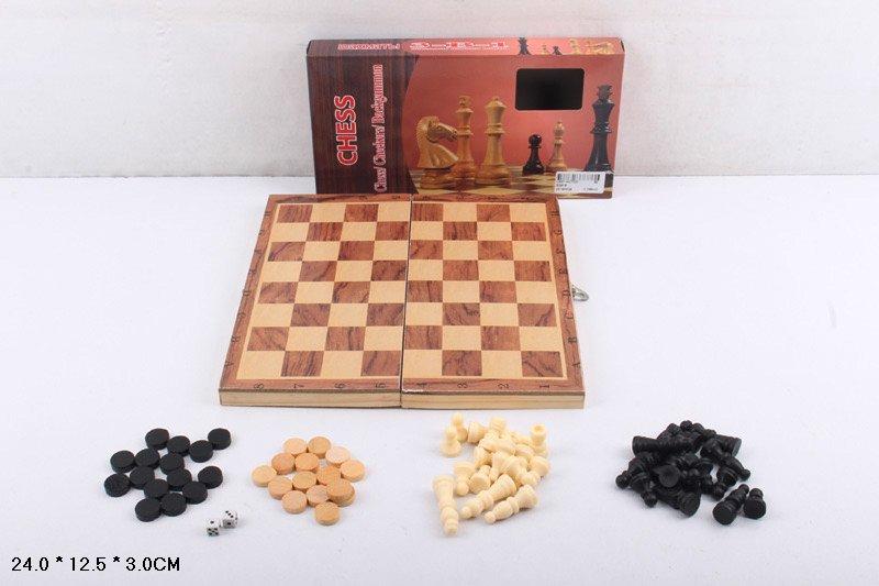 

Игровой набор Шашки, Нарды, Шахматы деревянные S2416 3 в 1