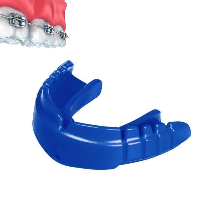 

Капа OPRO Snap-Fit FOR BRACES Electric Blue+Strap