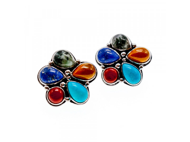 

Серебряные серьги с камнями яшма Цвета радуги Натуральный Sky Jewelry 003189