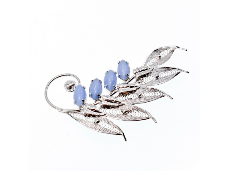 

Серебряная брошь с камнями ларимар Натуральный Sky Jewelry 003147