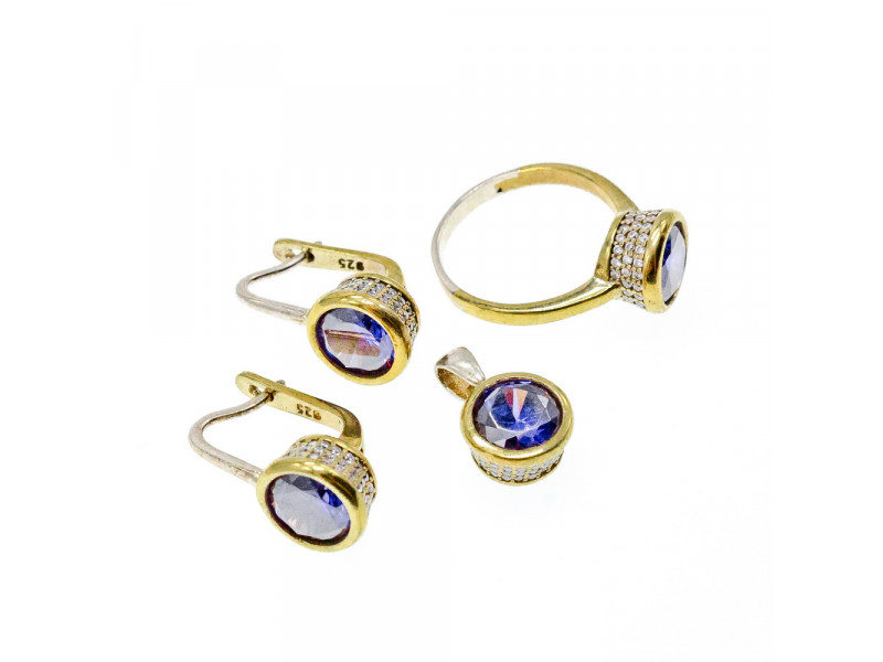 

Серебряный комплект 925 проба с камнем Танзанит Sky Jewelry 000804