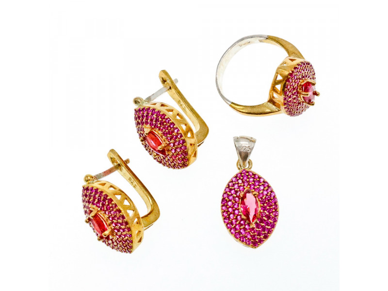 

Серебряный комплект с камнями Рубеллит Sky Jewelry 000797