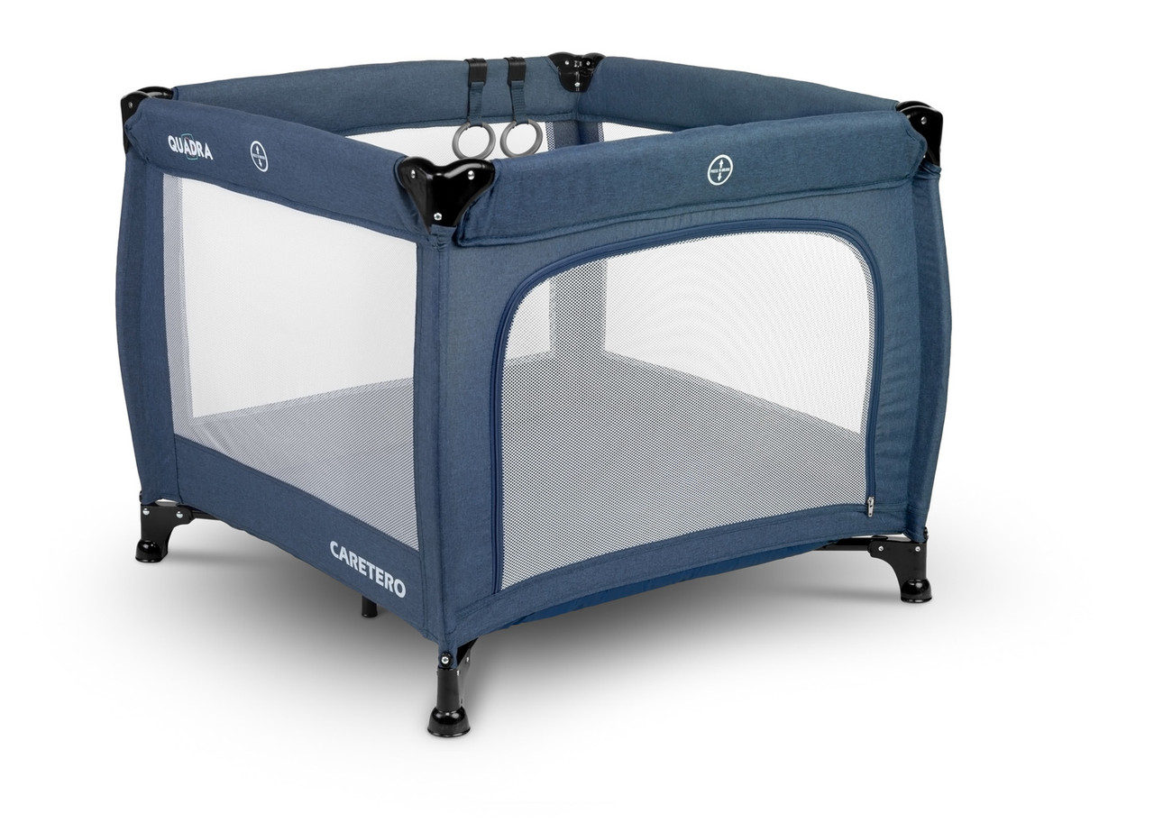 

Манеж Caretero Quadra Blue складной с боковым входом и матрасом + 2 кольца и сумка для транспортировки