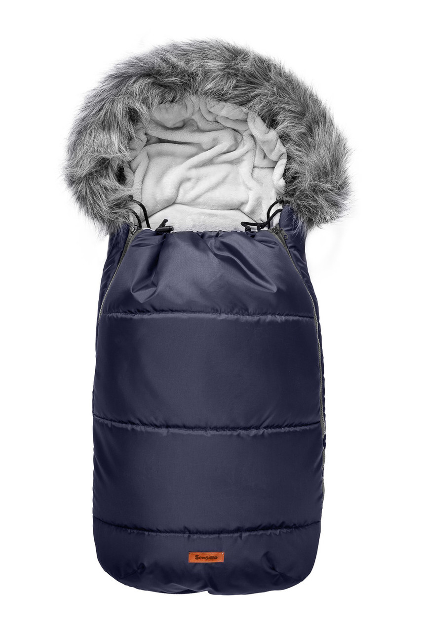 

Конверт в коляску зимний Sensillo Orso Granatowy 3-х слойный на флисе с мехом 100 х 45 см
