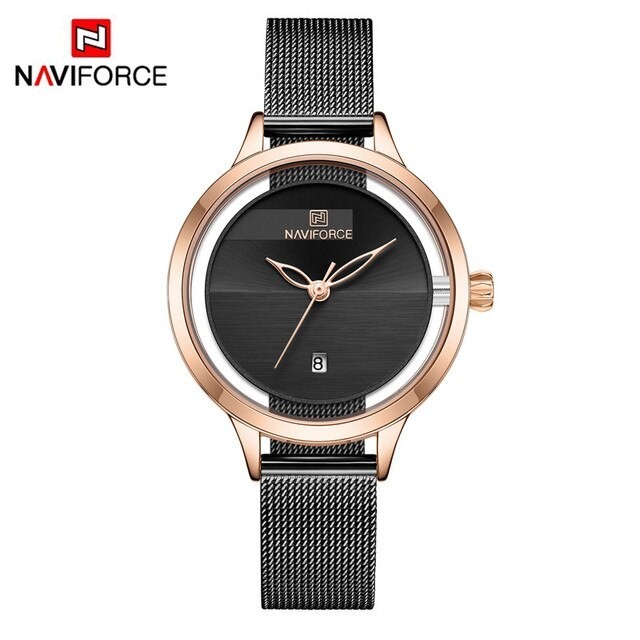 

Женские часы Naviforce NF5014 rose gold/black невесомость