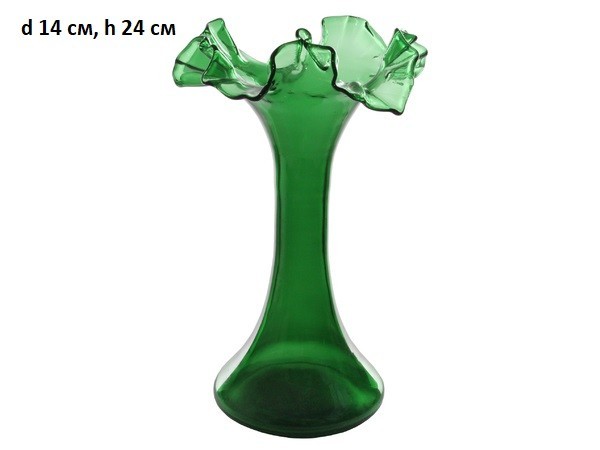 

Ваза стеклянная Shishi "Распустившийся цветок" d 14 см h 24 см зеленая